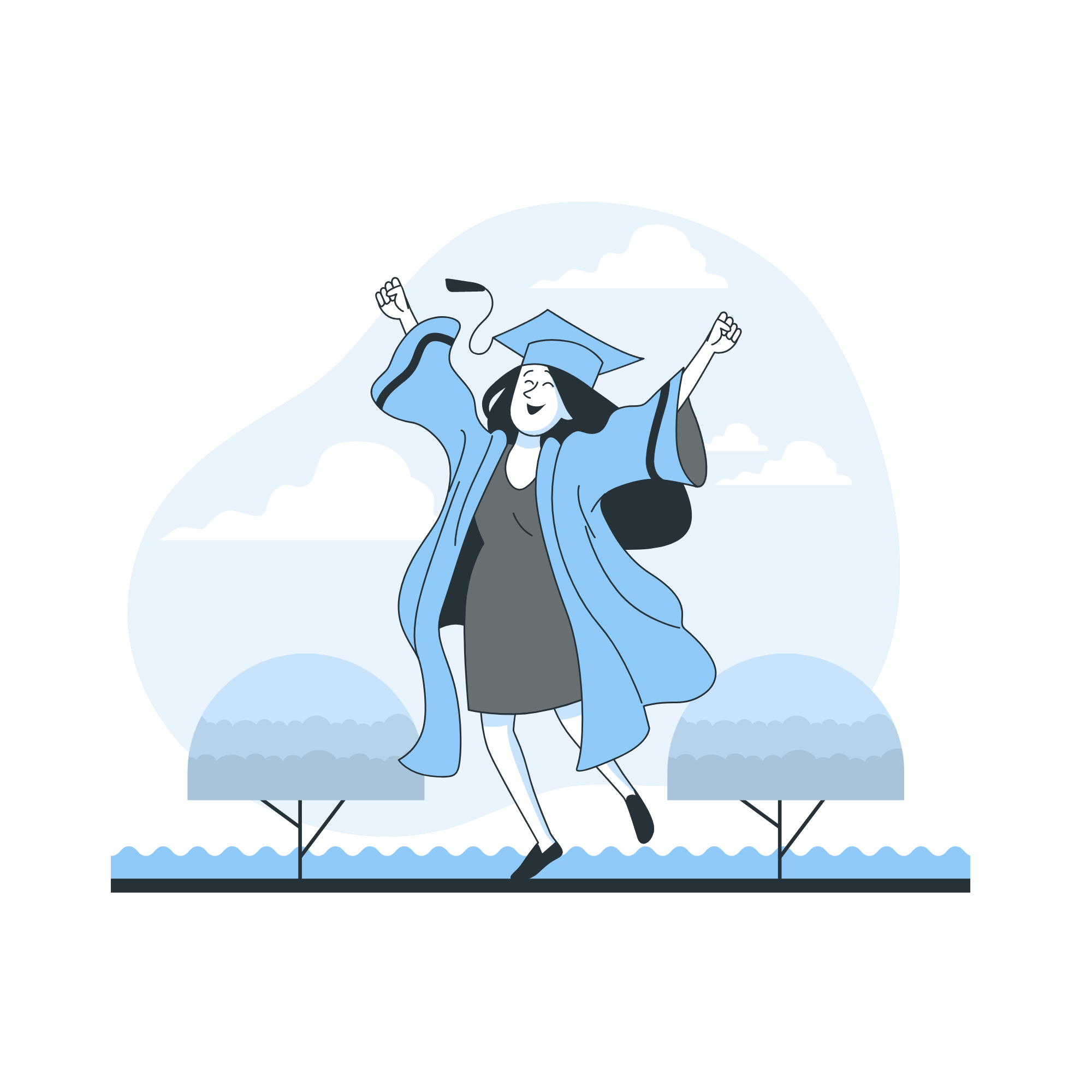 Drawing of a girl graduating